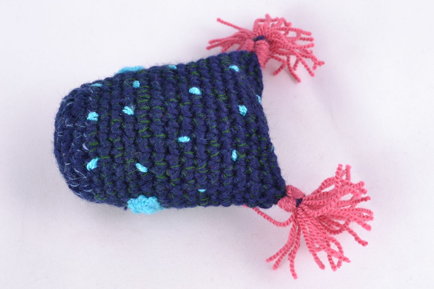 Giocattolo a maglia fatto a mano pupazzo morbido a forma di civetta blu foto 4