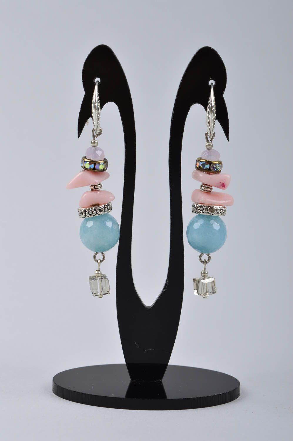 Designer accessory handmade earrings with agate pendants fashion jewelry photo 2