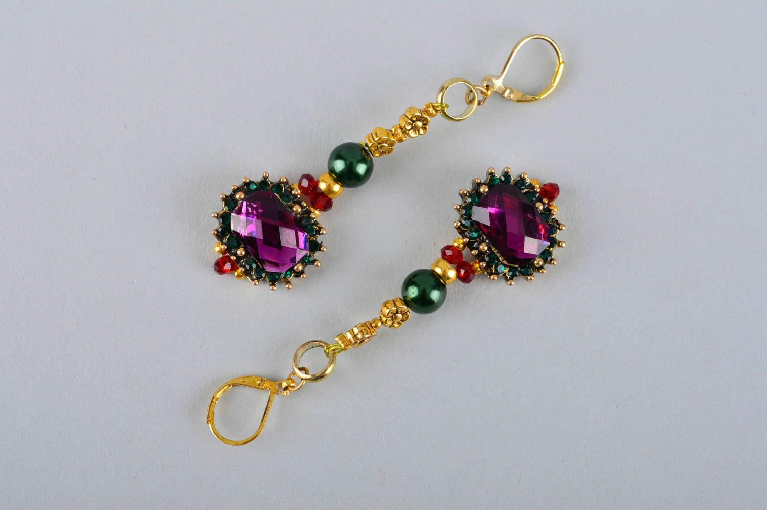 Stylish designer earrings unique handmade bijouterie adornment present for woman photo 3