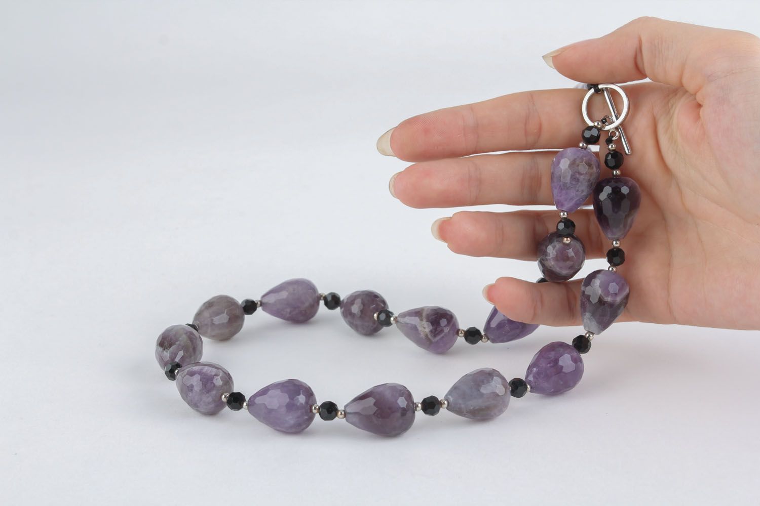 Necklace with amethyst and agate photo 5