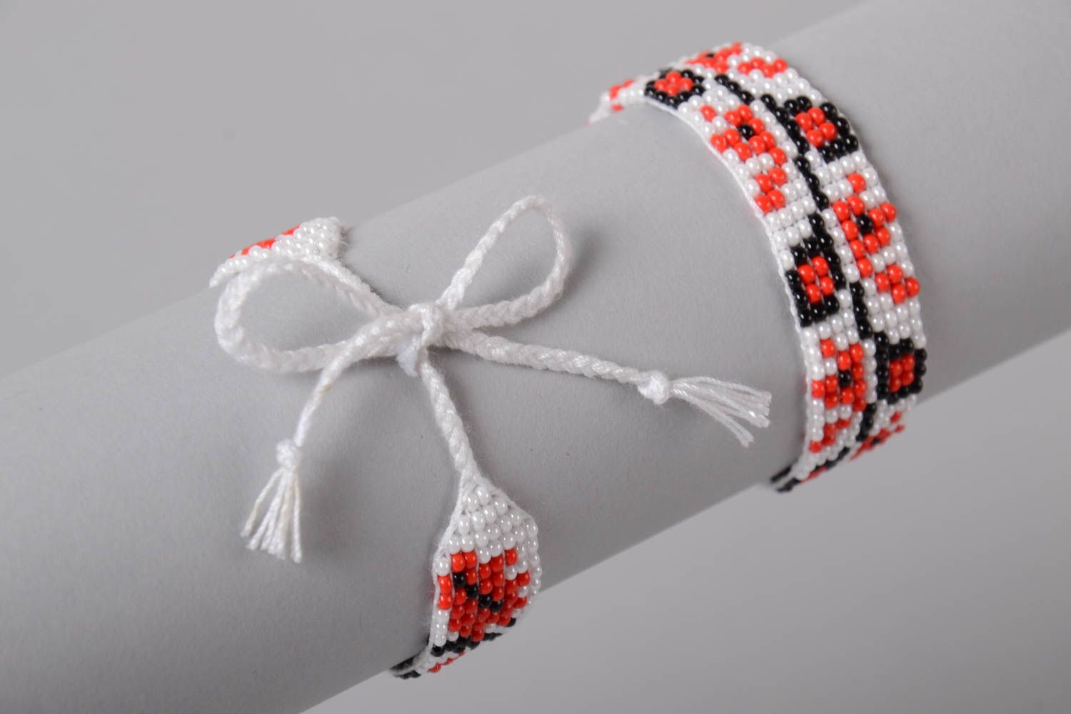 Set of 2 handmade beaded bracelets woven bead bracelets ethnic style gift ideas photo 2