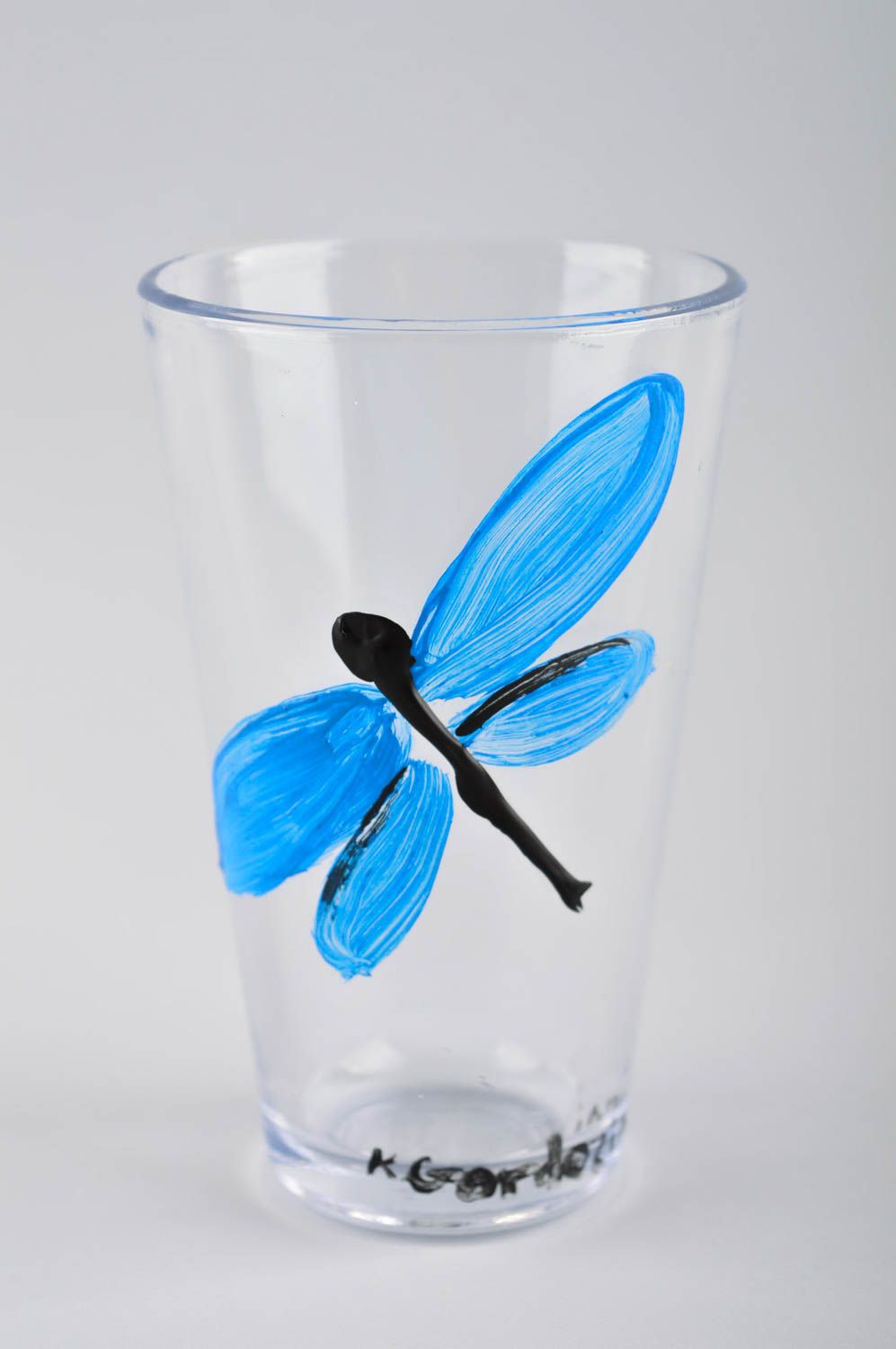 Красивый стакан с росписью ручной работы стеклянный стакан расписная посуда  фото 2
