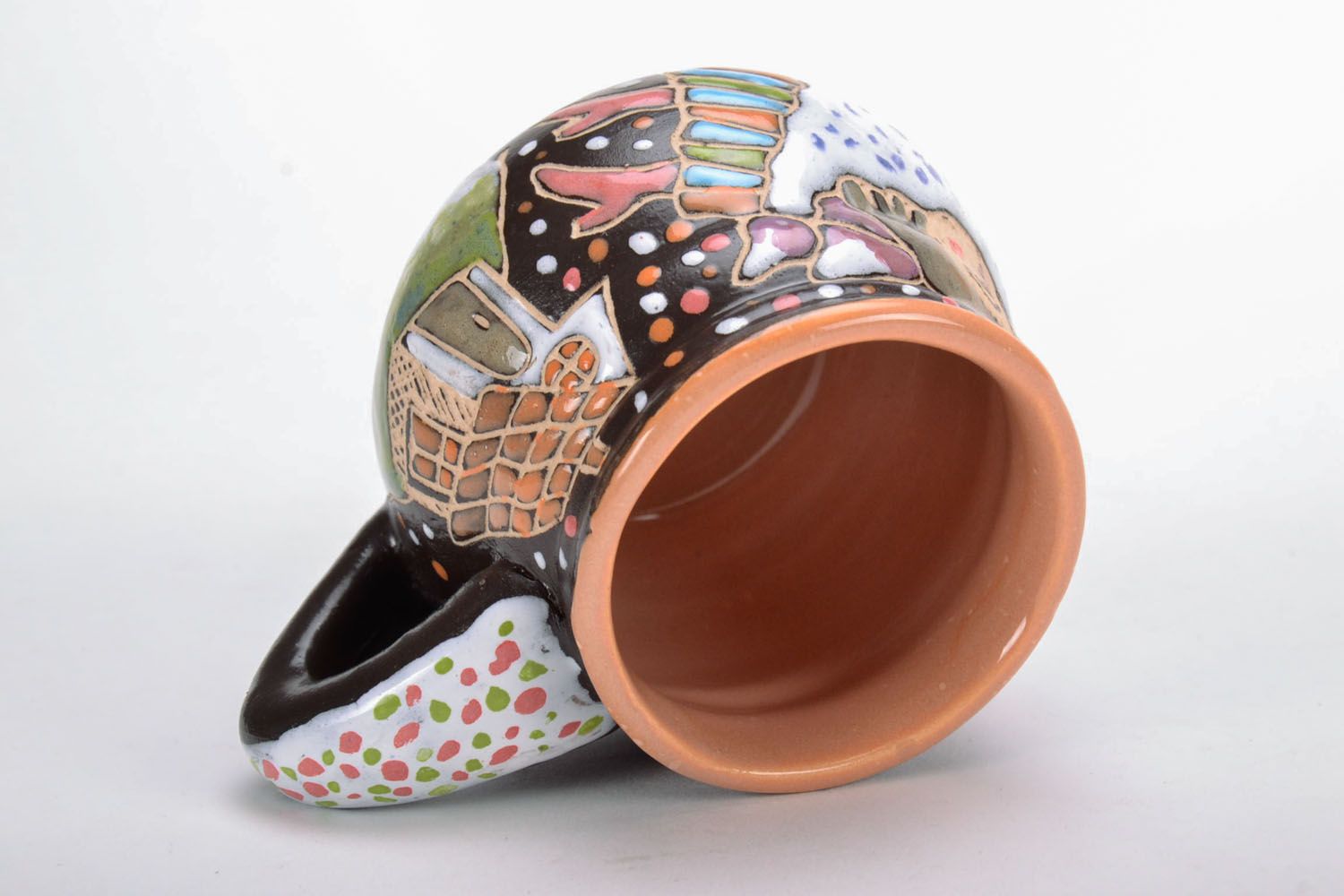 Глиняная чашка с роспись Гуси-лебеди фото 3