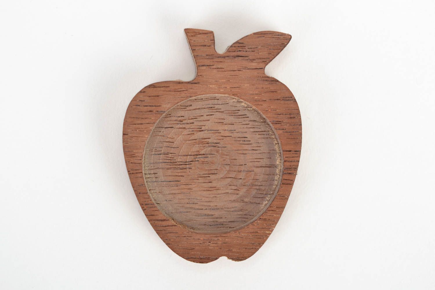 Handgemachter Schmuck Anhänger Rohling aus Holz in Form von Apfel Fourniture  foto 1