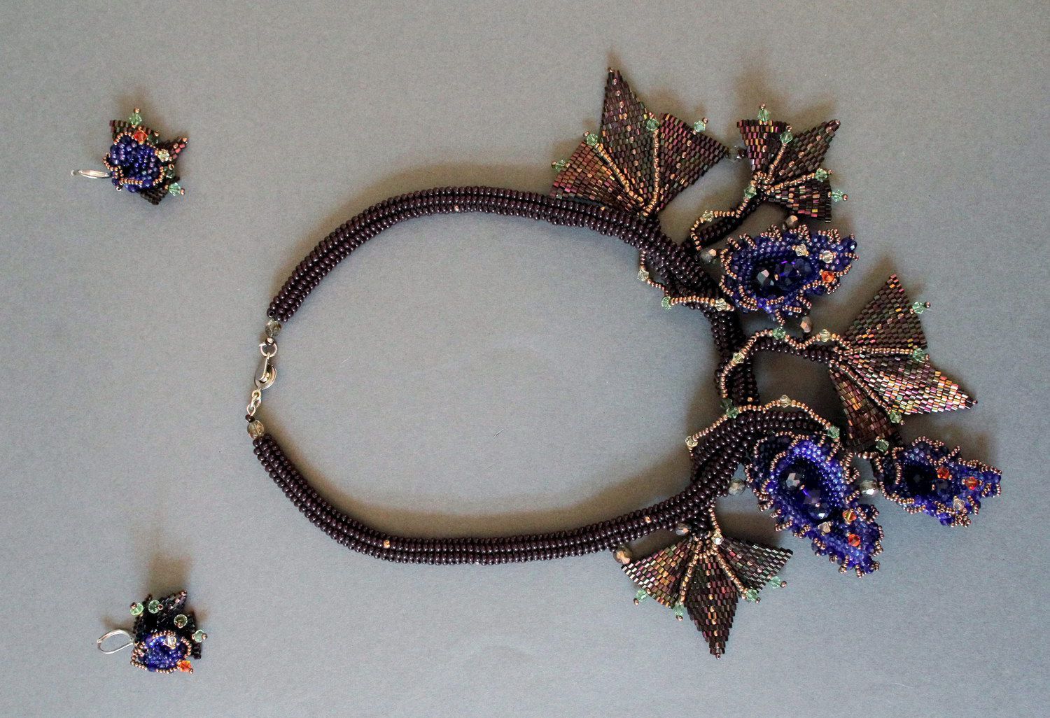 Conjunto de jóias de miçangas chacas e japonesas, e cristais Rainha Hatshepsut foto 3