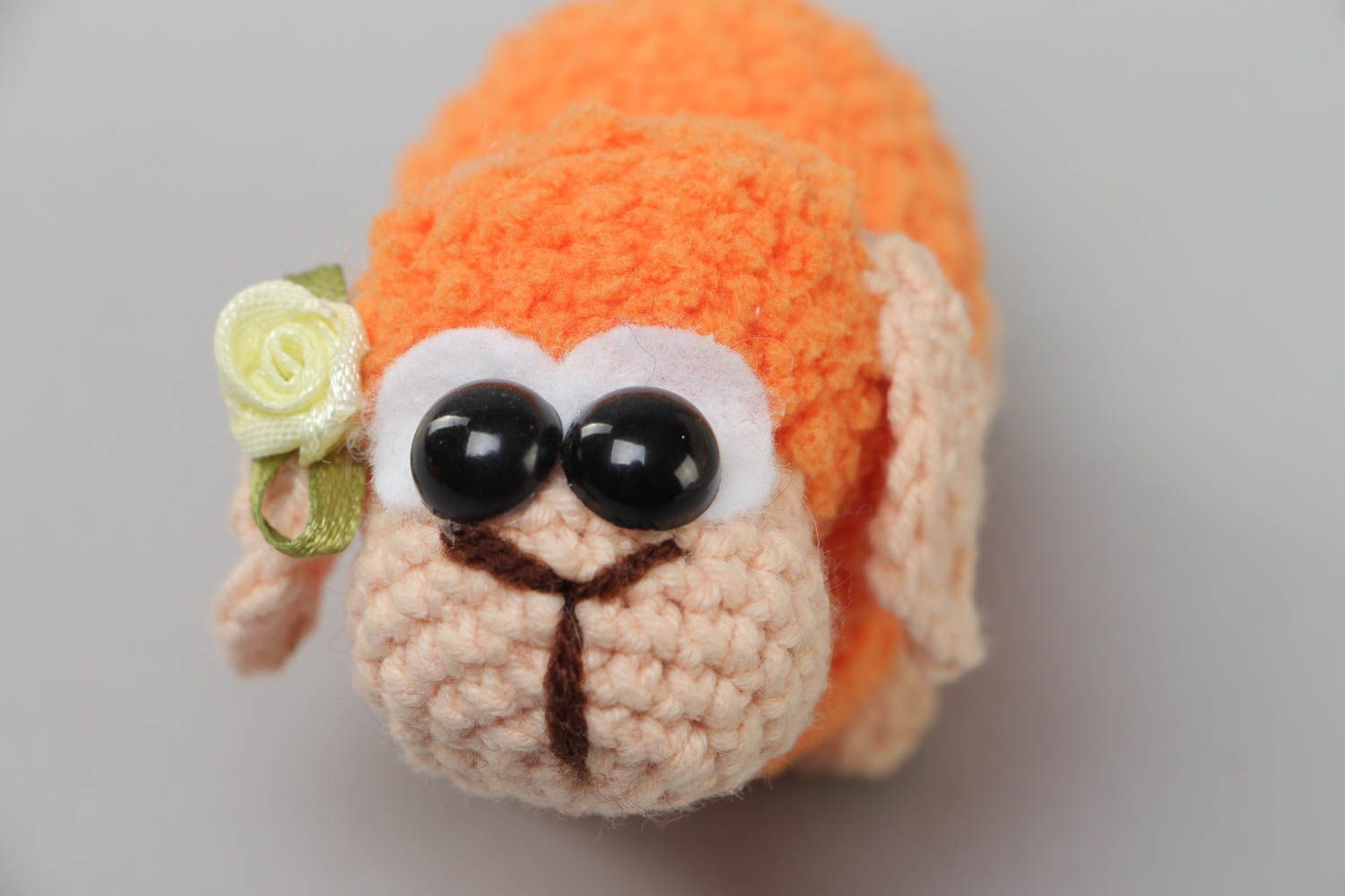 Small handmade soft toy sheep crochet of acrylic threads for children photo 3