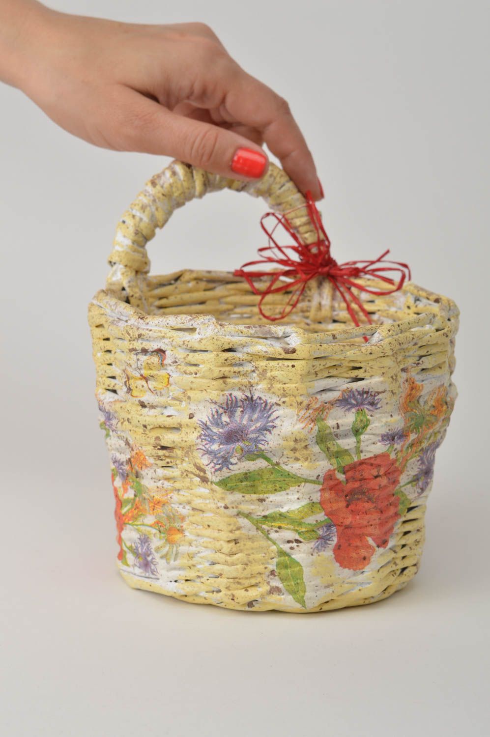 Handmade decorative basket designs woven paper basket interior decorating photo 1