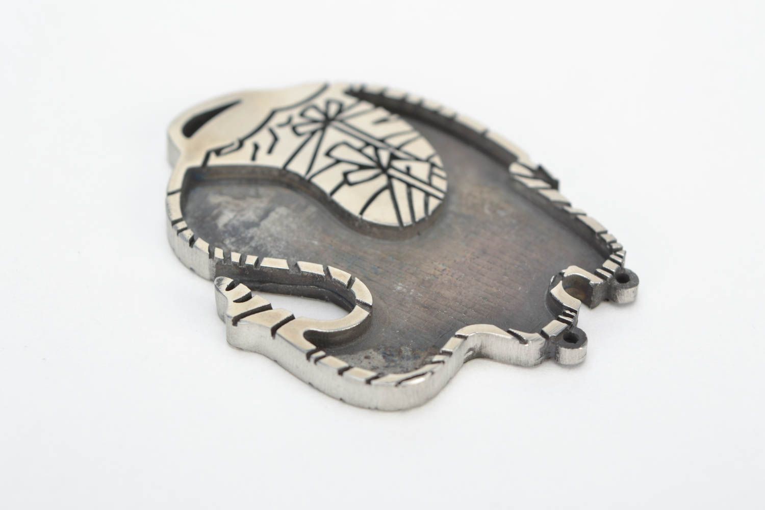 Blank for jewelry creation elephant handmade metal pendant bijouterie accessory photo 4