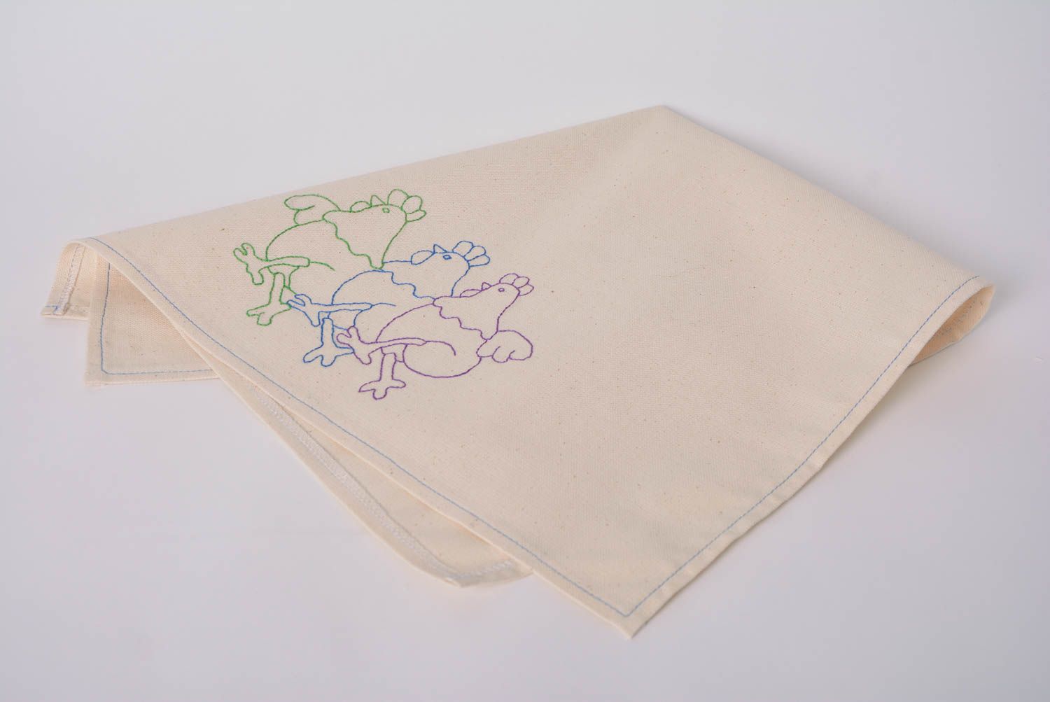 Оригинальное кухонное полотенце из натуральной ткани ручной работы с вышивкой фото 3