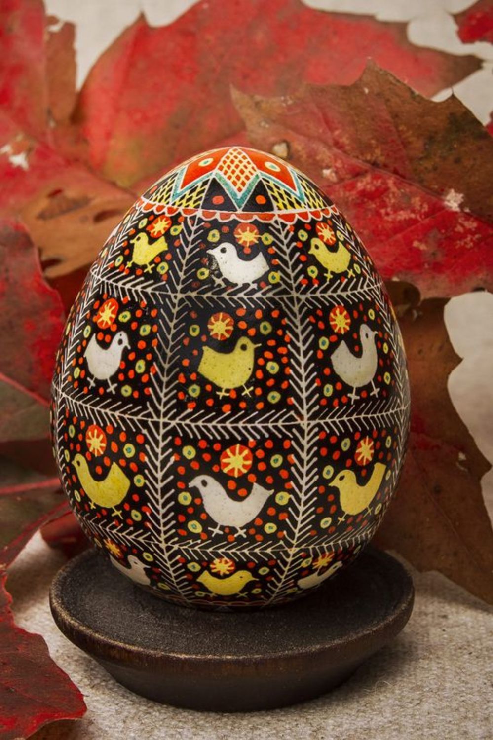 Pysanka dipinta a mano L'uovo decorativo fatto a mano L'uovo ucraino pasquale
 foto 1