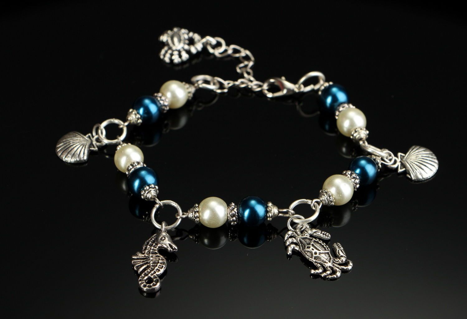 Bracelet perles céramiques fait main photo 3