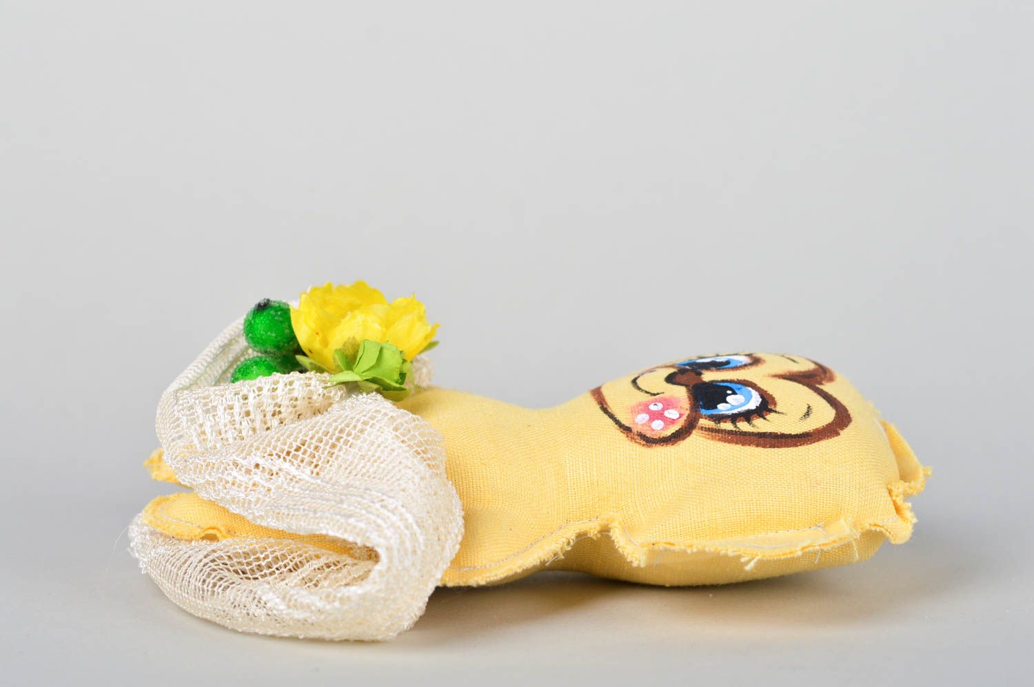 Декоративная игрушка ручной работы мягкая игрушка желтая милая игрушка животное фото 2