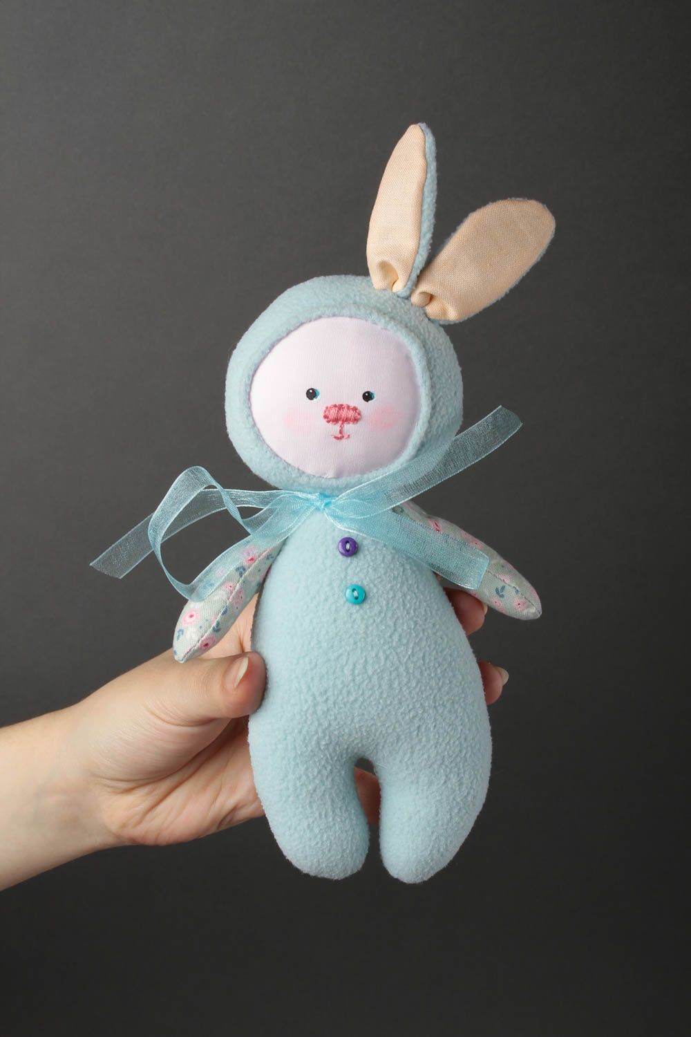 Handmade stylish soft rabbit unusual funny toy for kids designer accessory photo 1