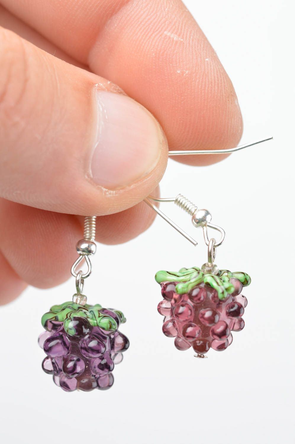 Unusual handmade glass bead earrings lampwork earrings accessories for girls photo 5