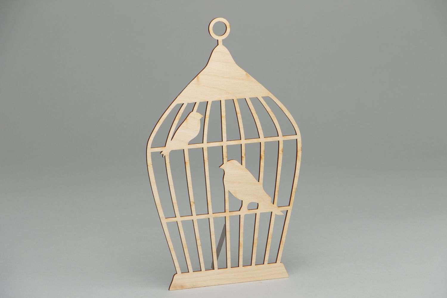 Handmade plywood craft blank Cage with Birds photo 1