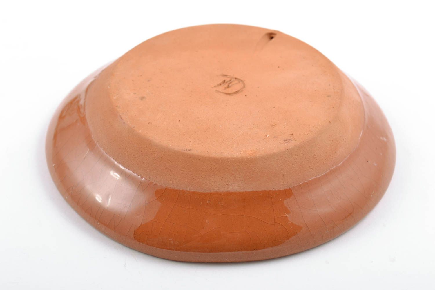 Petite assiette décorative en argile peinte de glaçure ronde faite main à motif photo 5