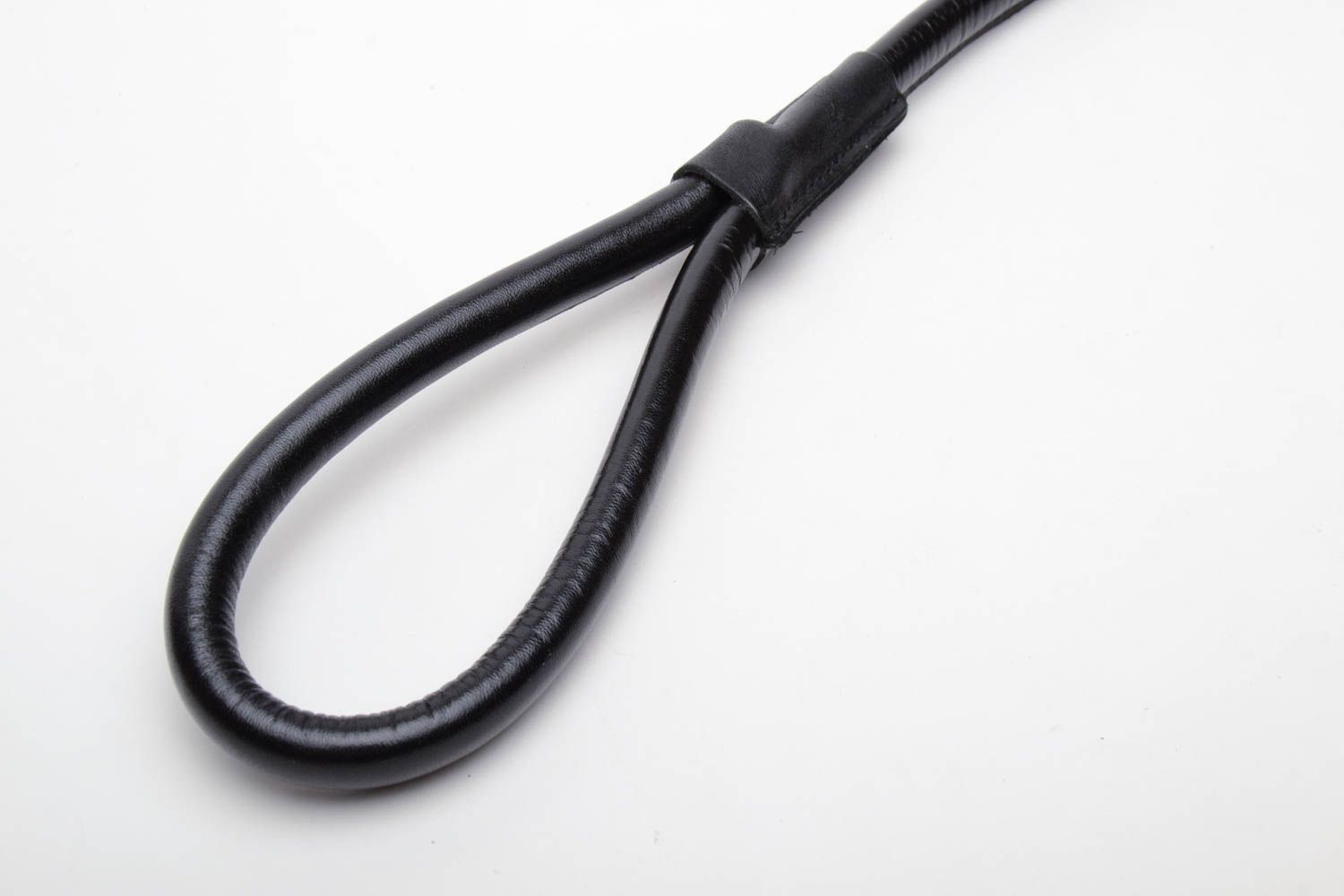 Black leather dog leash photo 4