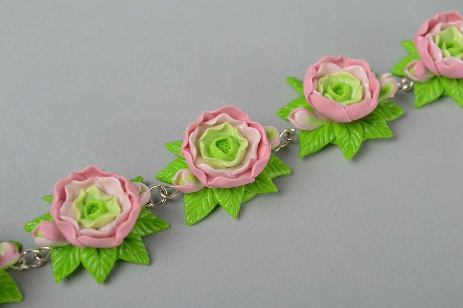 Handmade Armband mit Blumen Polymer Clay Schmuck schönes Armband bunt  foto 1