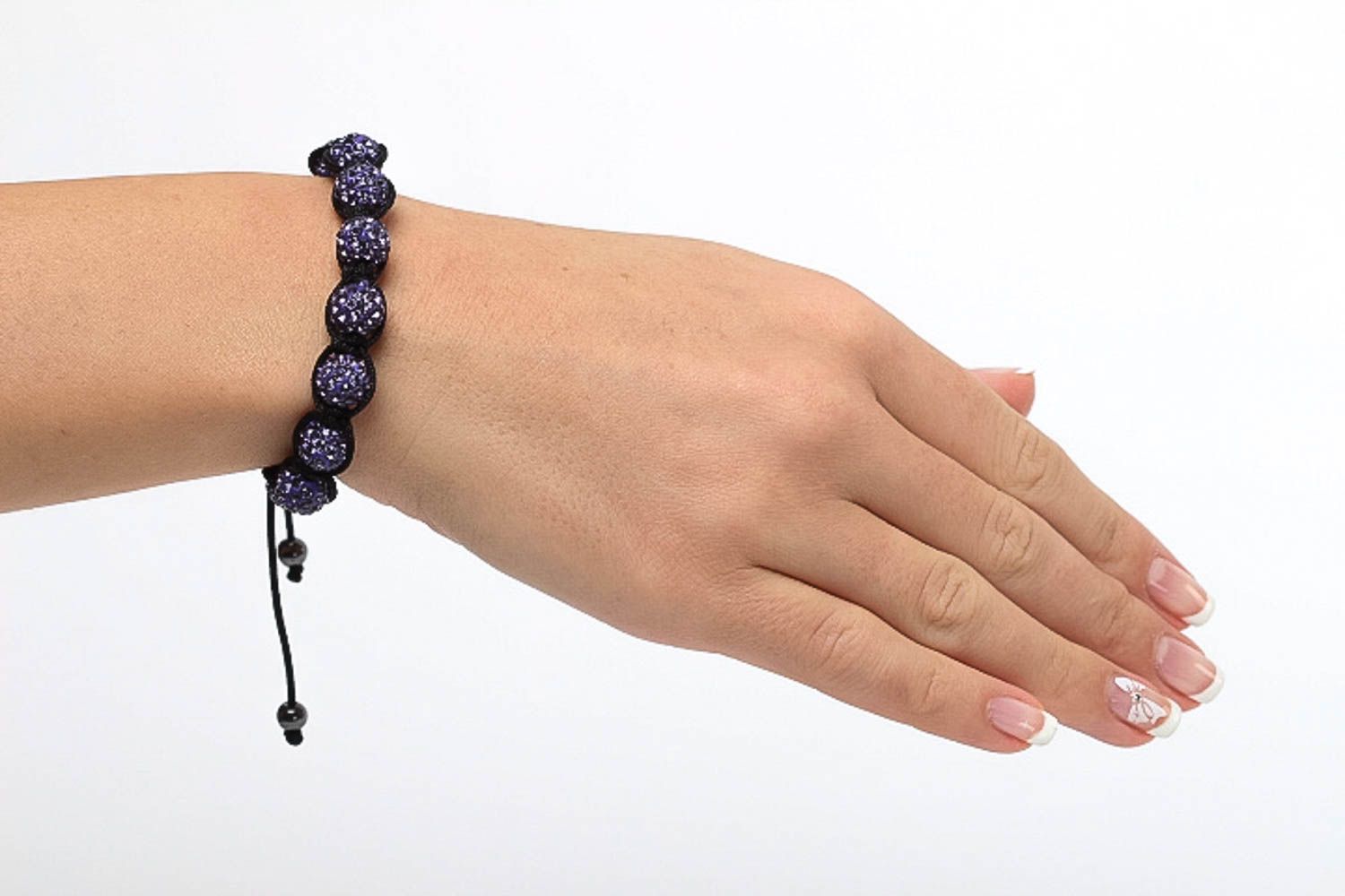 Bracelet fait main Bijou tendance noir lilas hématite Accessoire femme cadeau photo 5