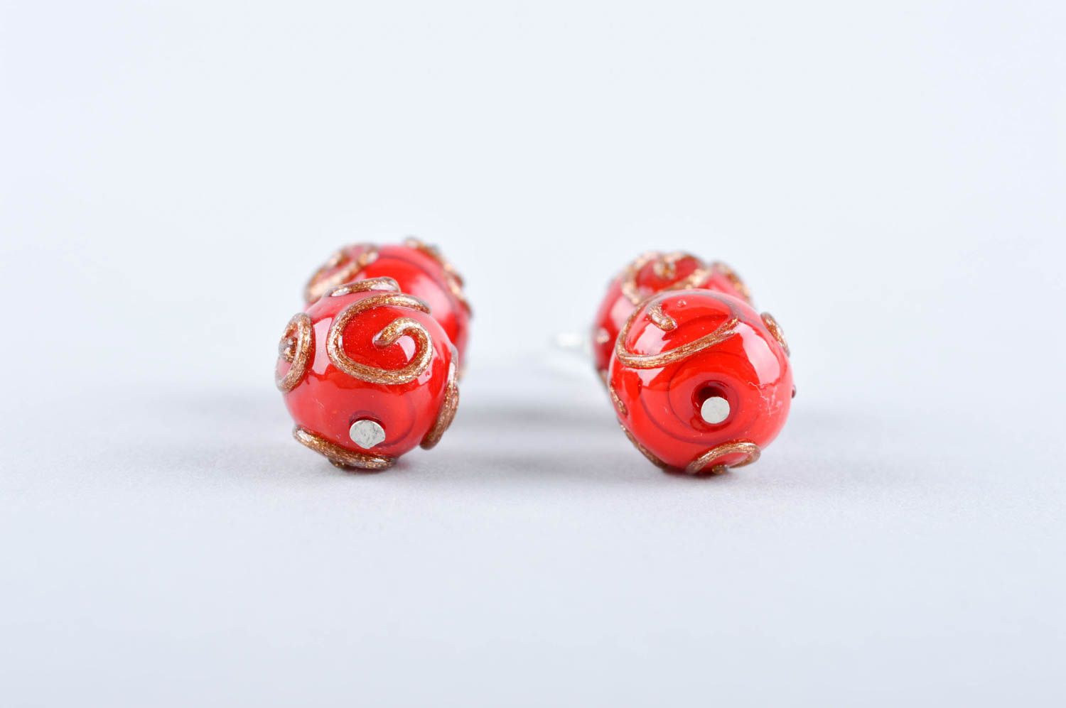 Boucles d'oreilles en verre Bijou fait main rouges pendantes Cadeau femme photo 4