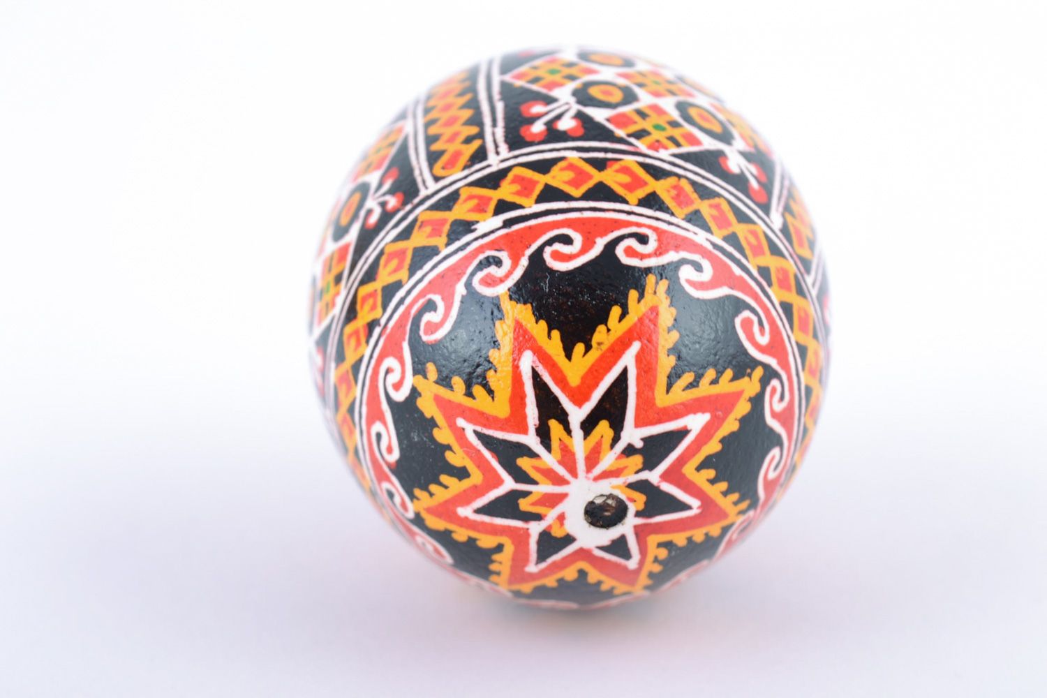 Handmade painted chicken Easter egg with ornament photo 5