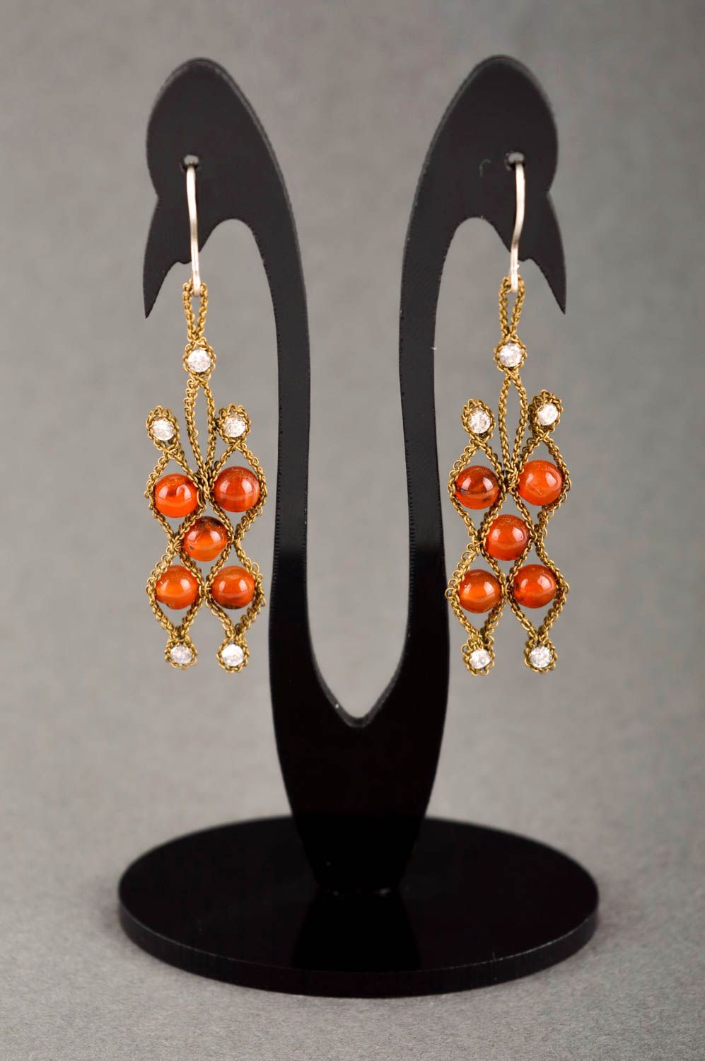 Handmade female earrings unusual natural stone earrings elegant jewelry photo 1