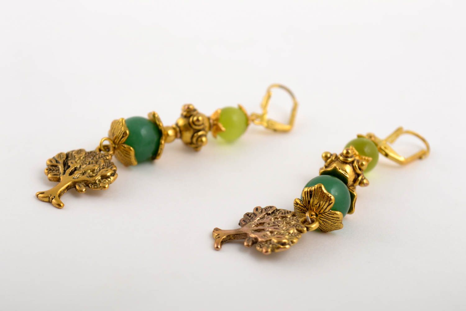 Damen Ohrringe handmgemacht Juwelier Modeschmuck Frauen Geschenk grün Katzenauge foto 3