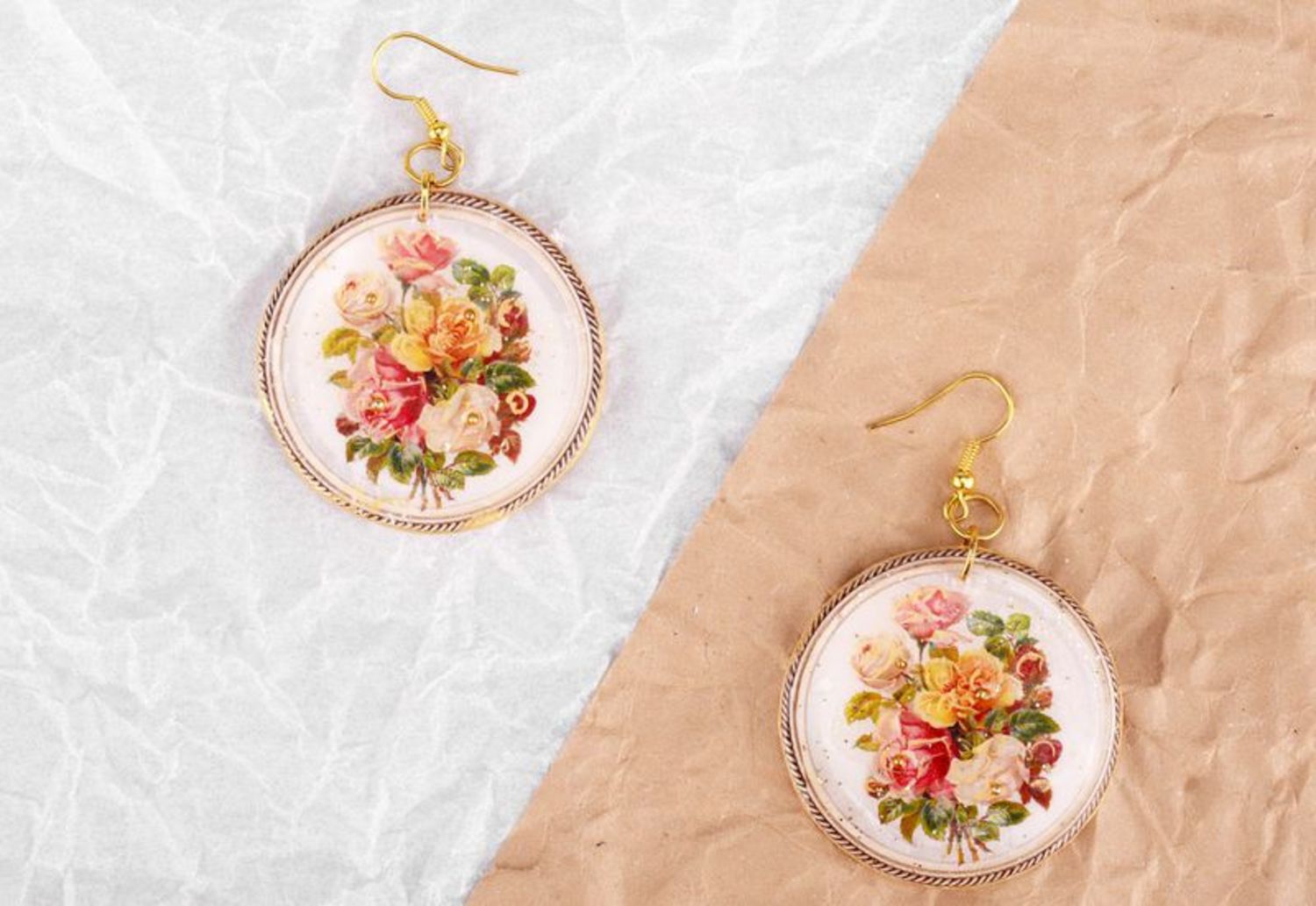 Earrings Bouquet of vintage roses photo 2