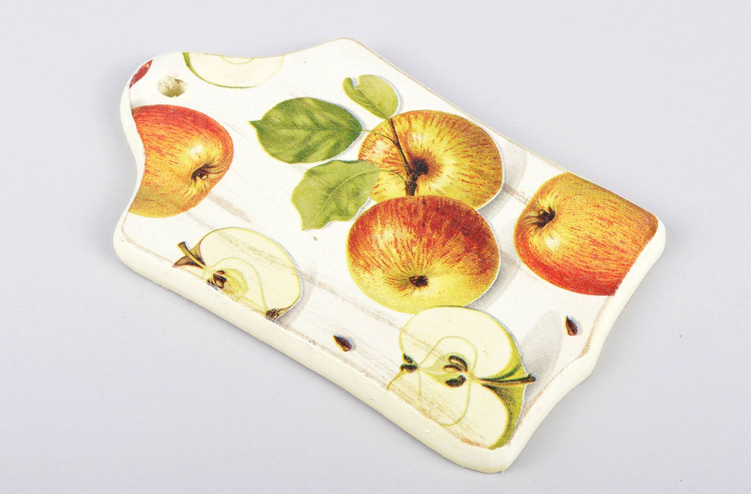 Деревянная доска ручной работы декоративная доска с яблоками разделочная доска фото 1