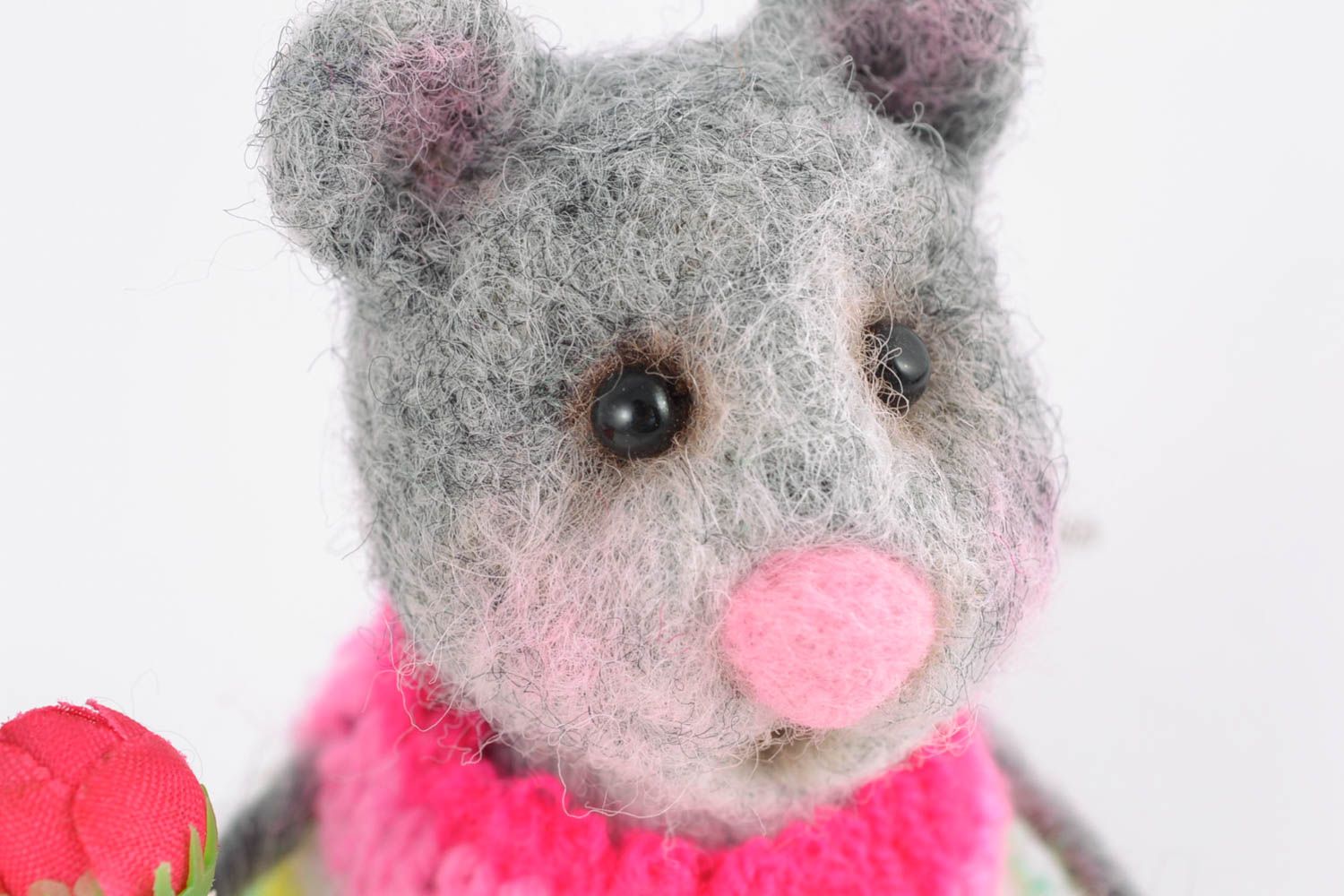 Felted wool toy for home Mouse photo 4