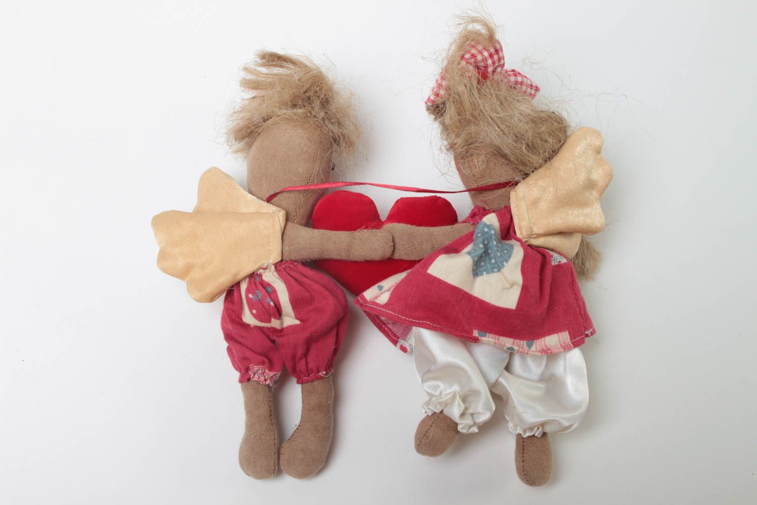Jouets enfants Peluche en tissu fait main Cadeau original déco Anges avec coeur photo 4