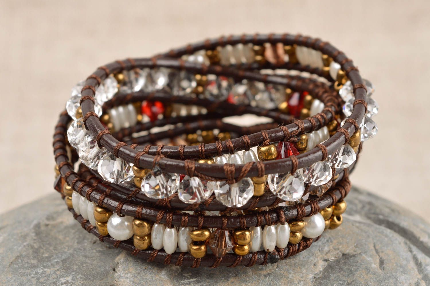 Handmade bracelet designer accessories beaded jewelry wrap bracelet gift for her photo 1