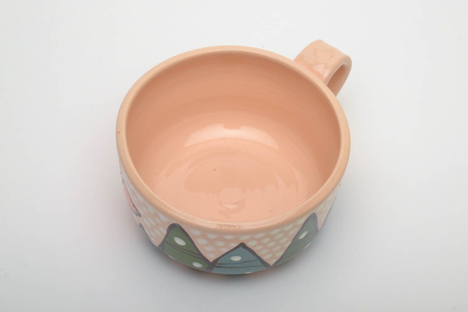 Handmade 5 oz ceramic flat coffee cup with fox photo 4