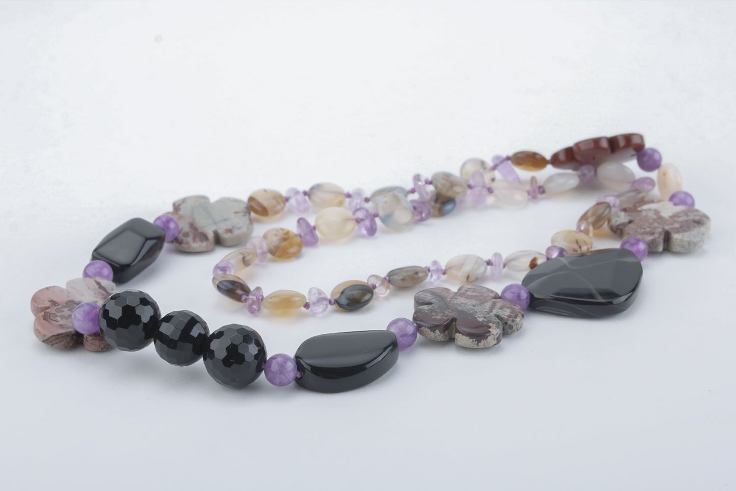 Unusual bead necklace with natural stones photo 2