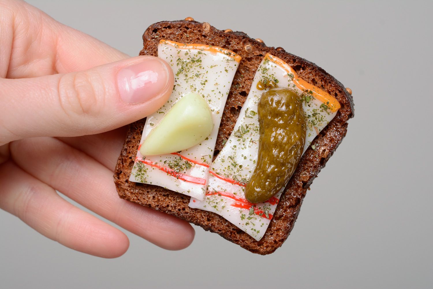 Aimant pour frigo en pâte polymère original accessoire déco Sandwich au lard photo 5