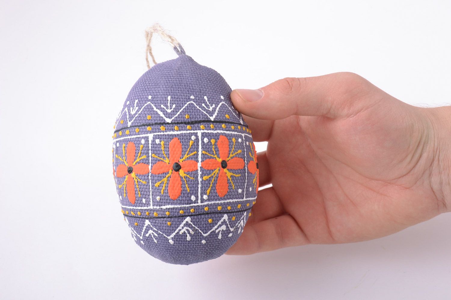 Пасхальное яйцо из ткани с петелькой подарок на праздник цветное ручной работы фото 5