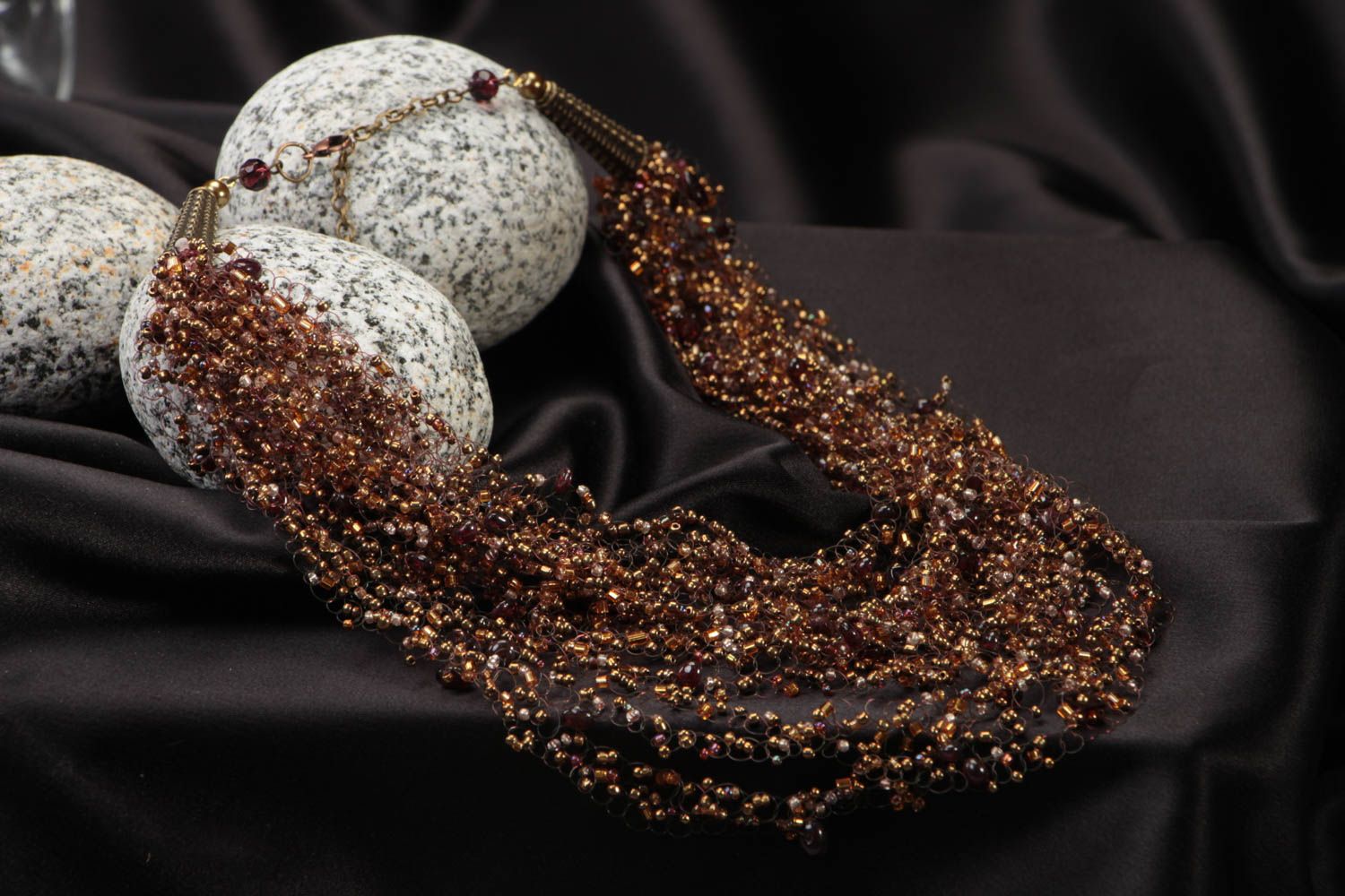 Woven handmade necklace beaded elegant accessory beautiful designer jewelry photo 1