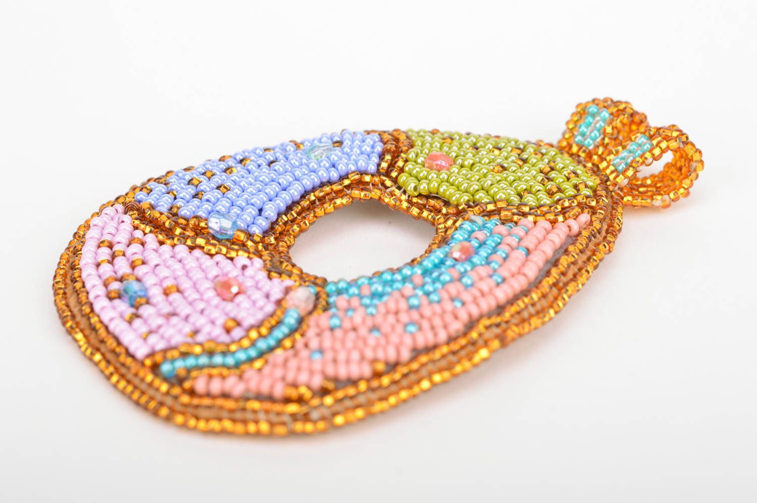 Beautiful homemade designer pendant woven of Czech beads for stylish girls photo 2