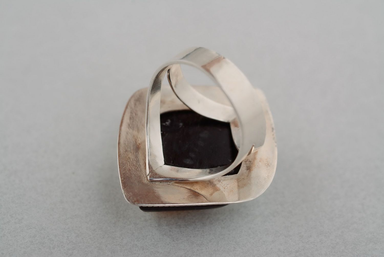 Silver ring with natural horn photo 4