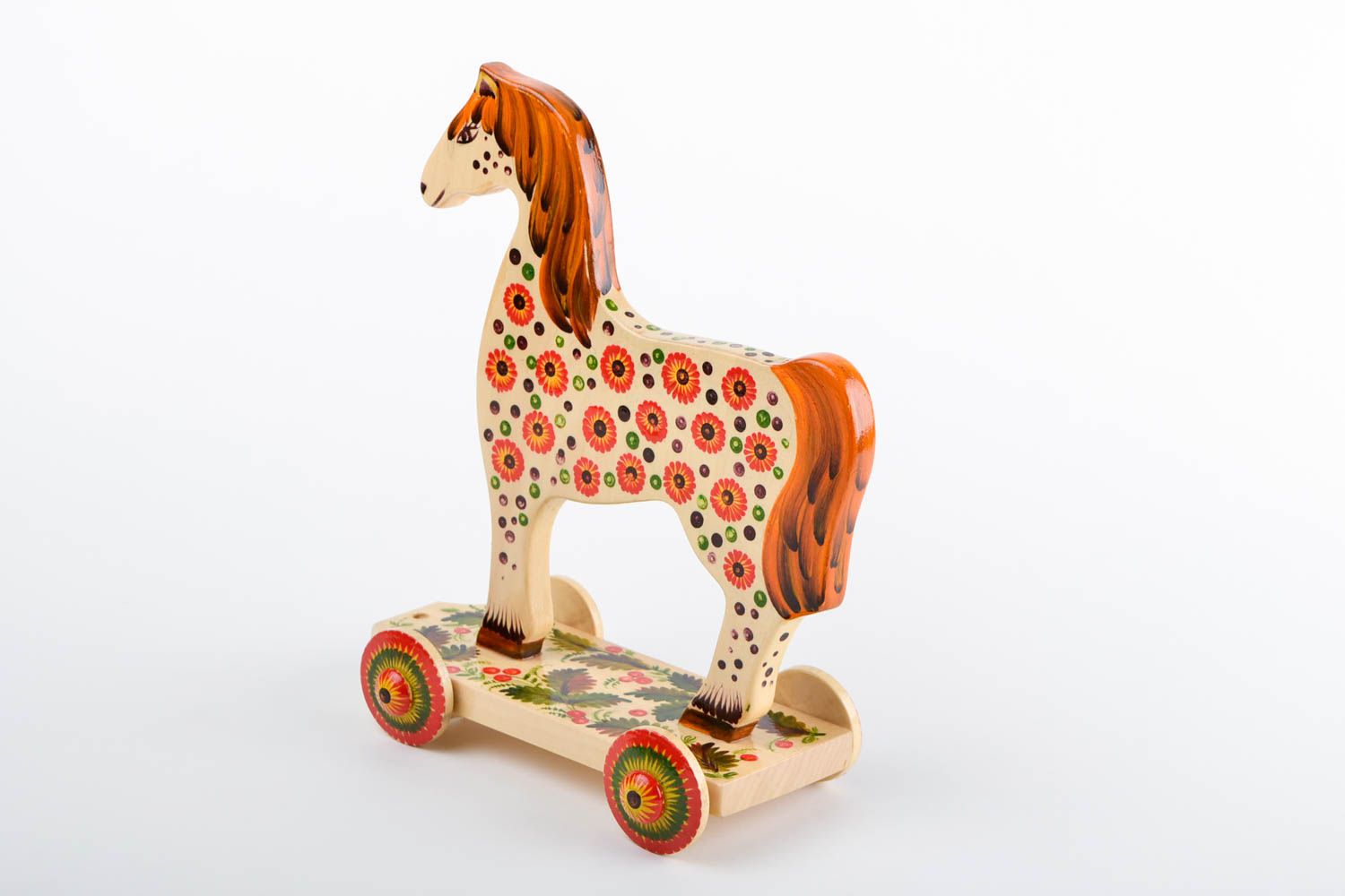 Jouet cheval fait main Cheval en bois peint pour enfant Cadeau original photo 5