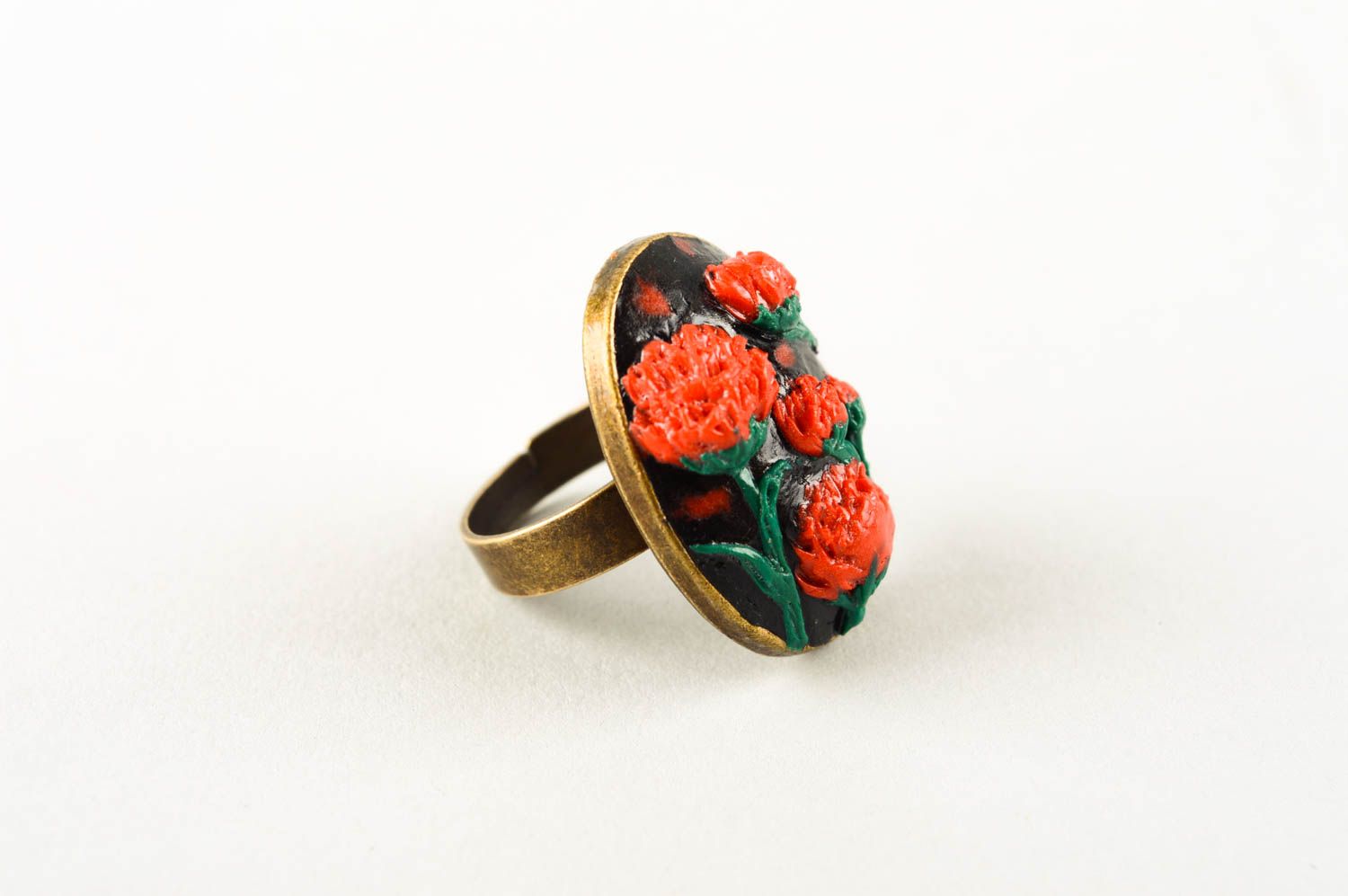 Кольцо ручной работы кольцо для девушек украшение из полимерной глины цветочное фото 4