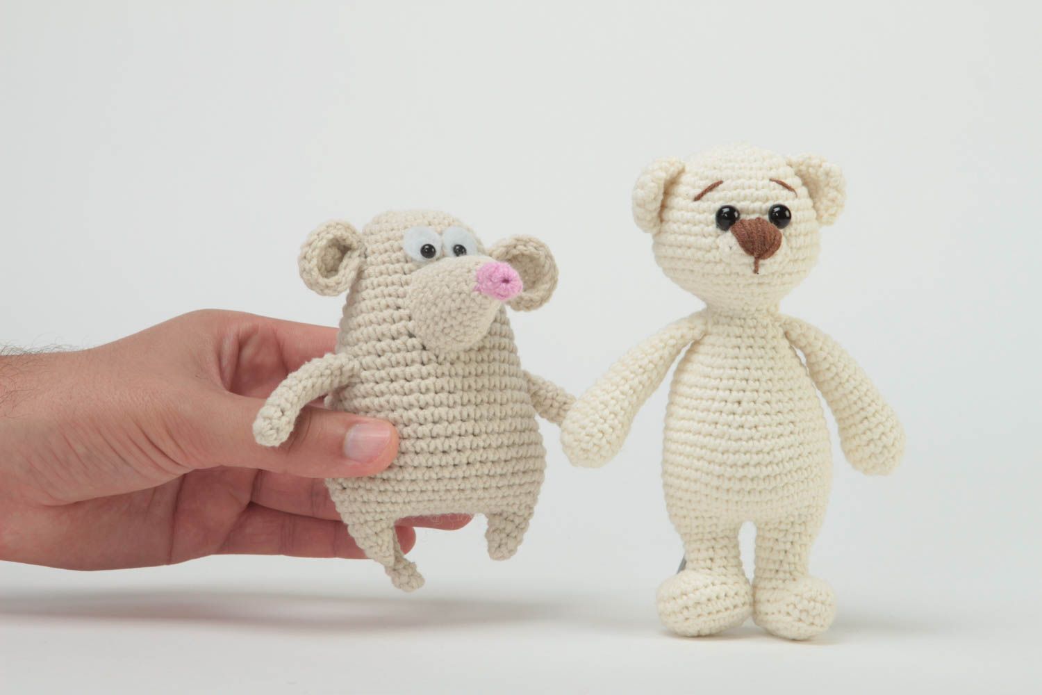Peluches para niños hechos a mano regalo original juguetes tejidos color blanco foto 5