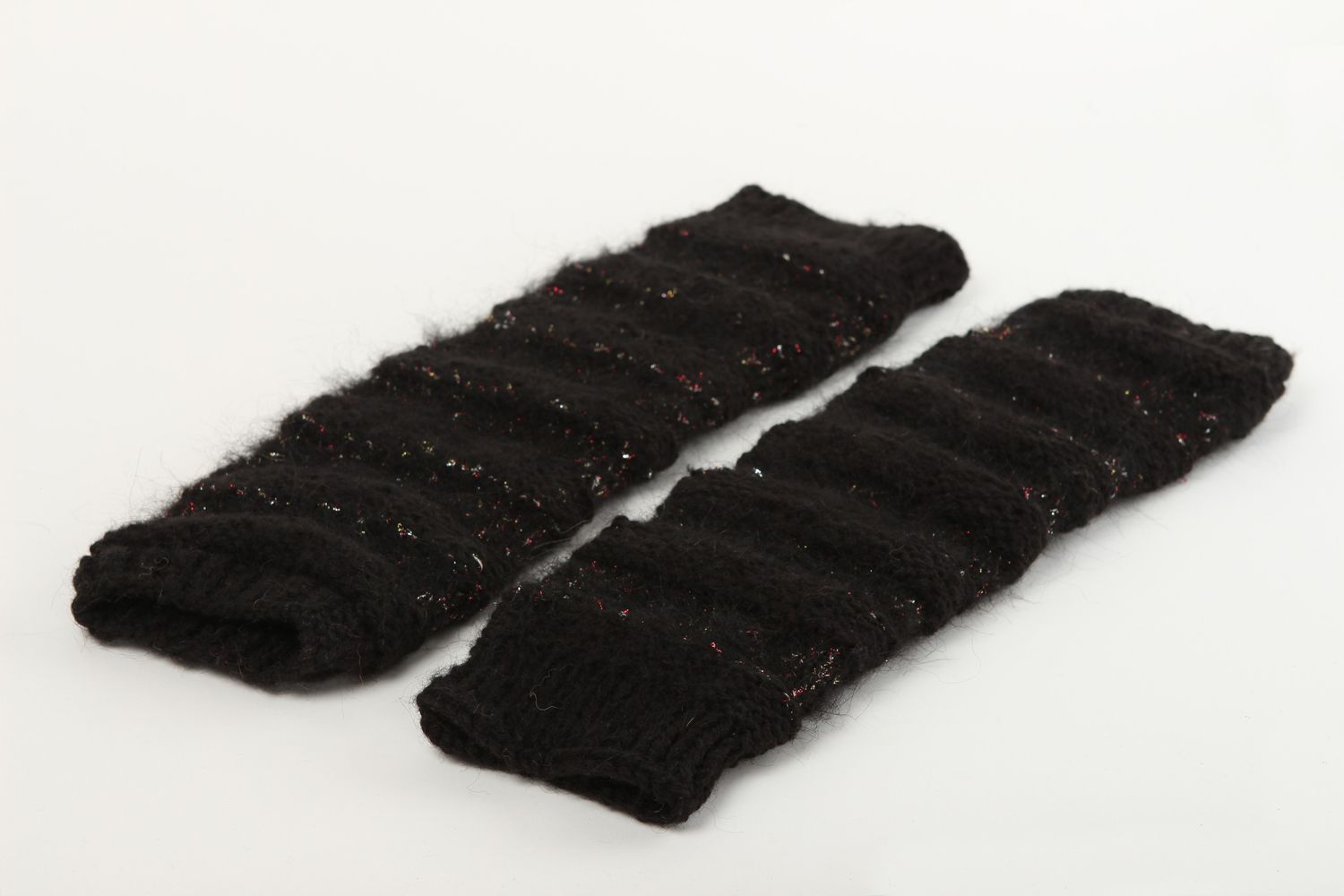 Вязаные гетры спицами ручной работы носки гетры черные вязаные гетры из шерсти фото 3