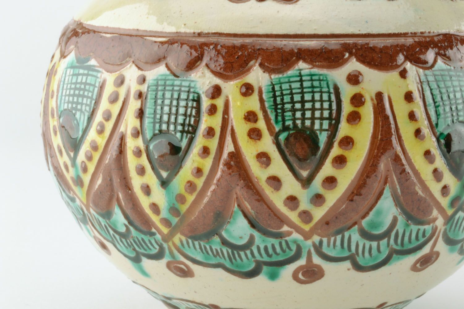 Расписная глиняная ваза для сухоцветов фото 3