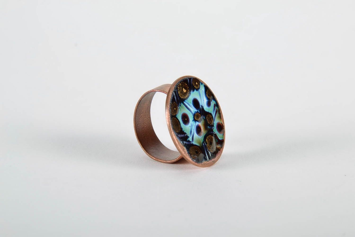 Copper ring with hot enamel photo 5