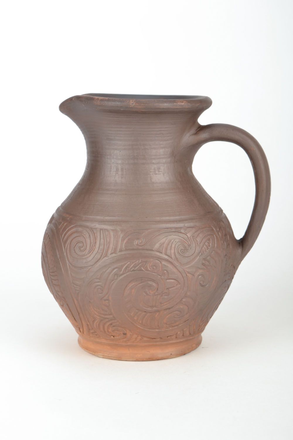 Large 80 oz ceramic water pitcher in brown color 1,75 lb photo 3