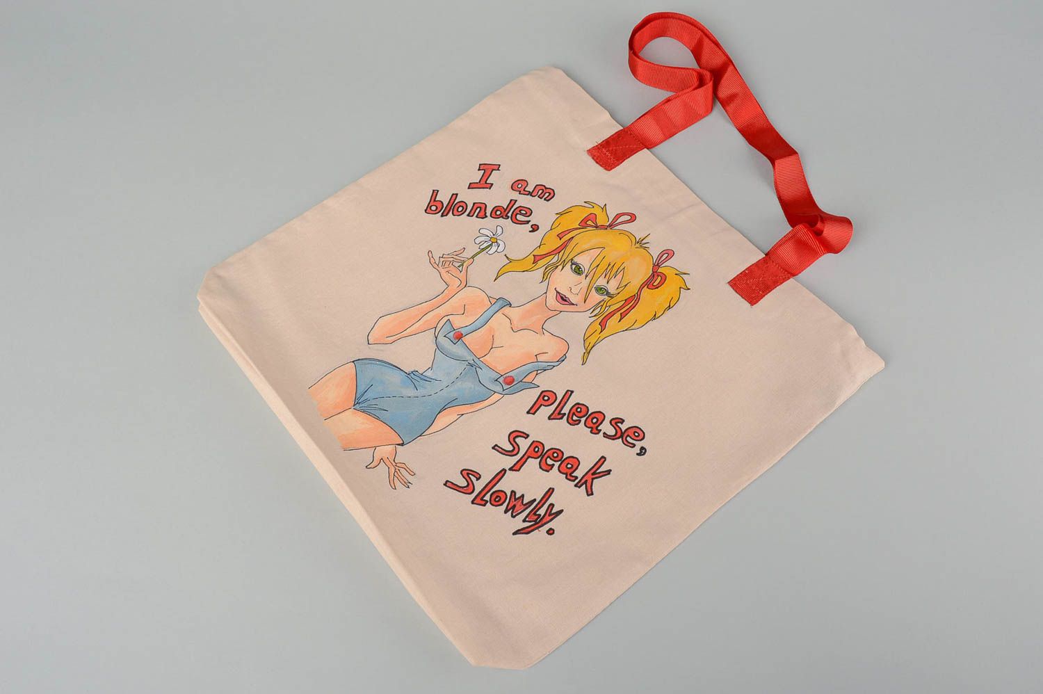 Сумка ручной работы сумка с рисунком девушки блондинки расписная женская сумка фото 2