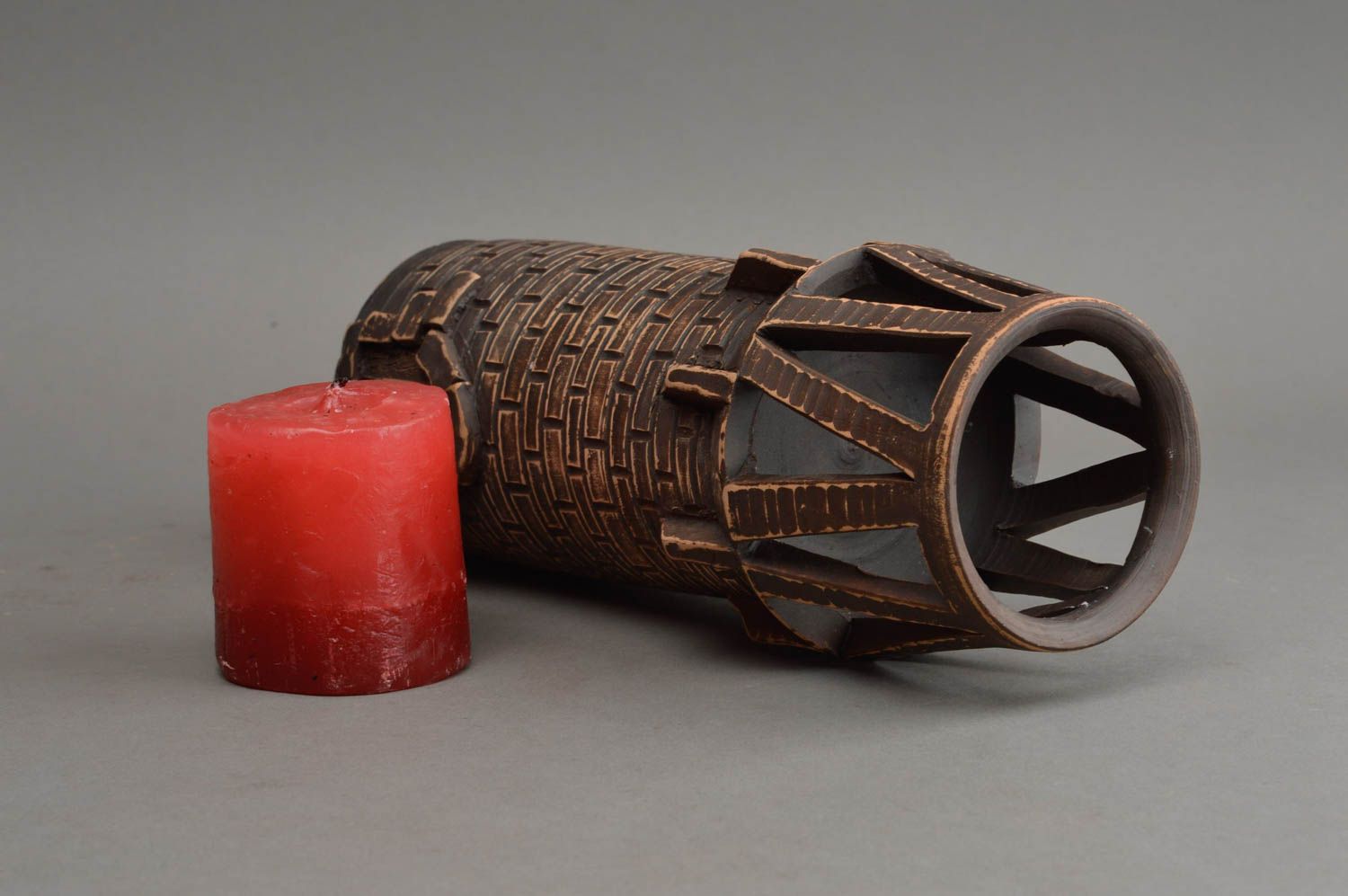 Handmade Deko Kerzenhalter Teelichthalter aus Ton Kerzenhalter Keramik Ethno foto 3