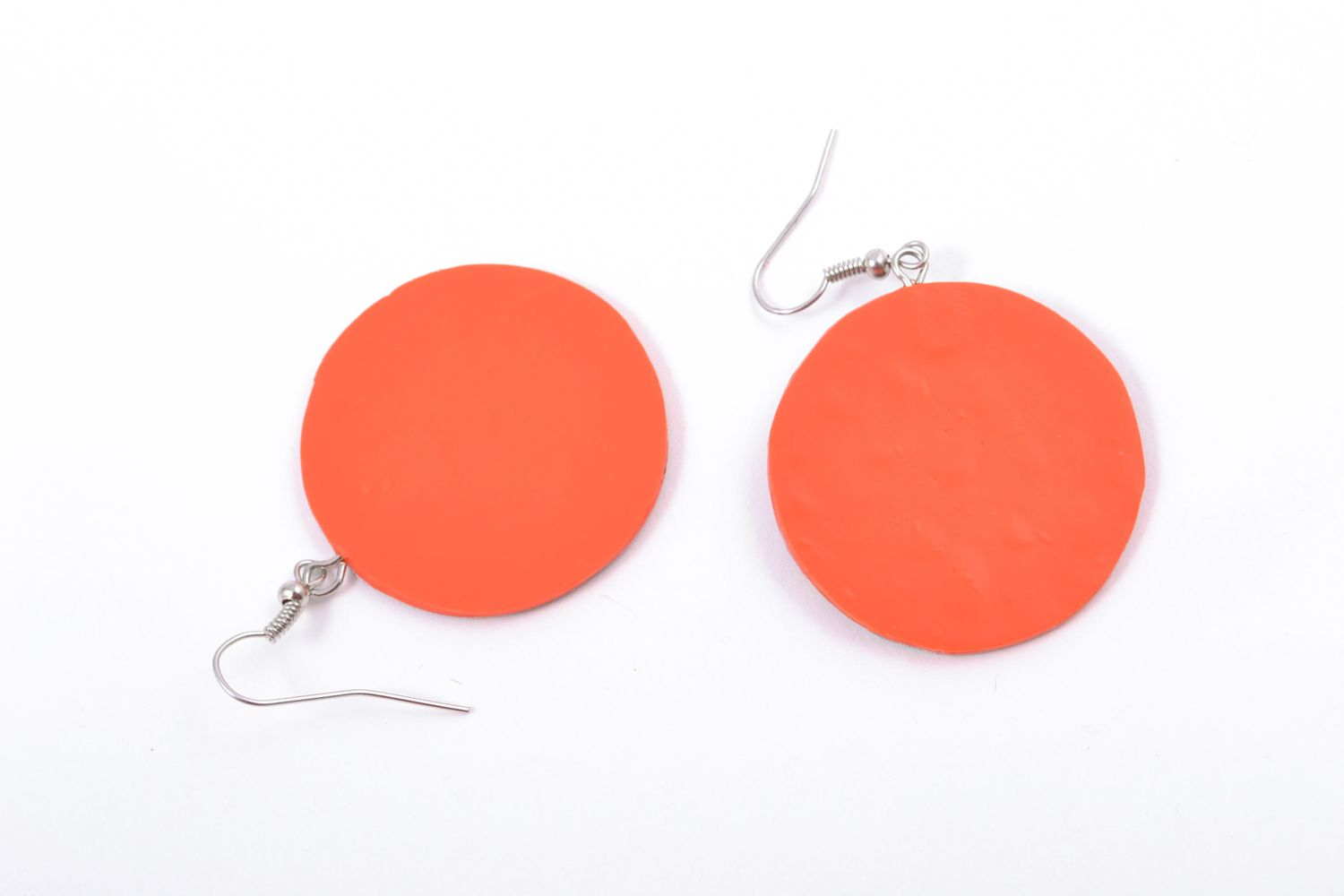 Round polymer clay earrings with print photo 4