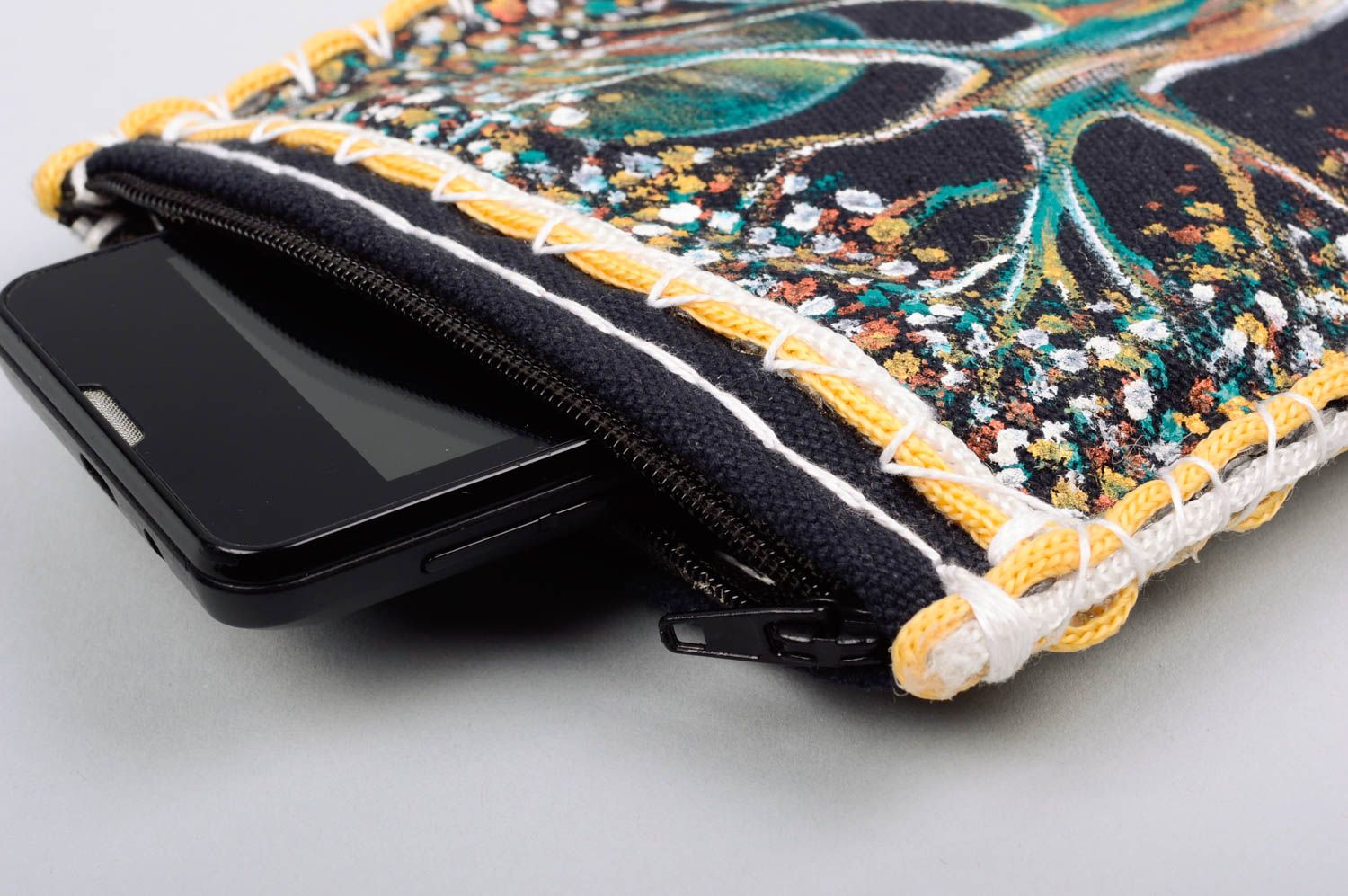 Handmade wallet small fabric purse painted handbag with zipper women accessories photo 4